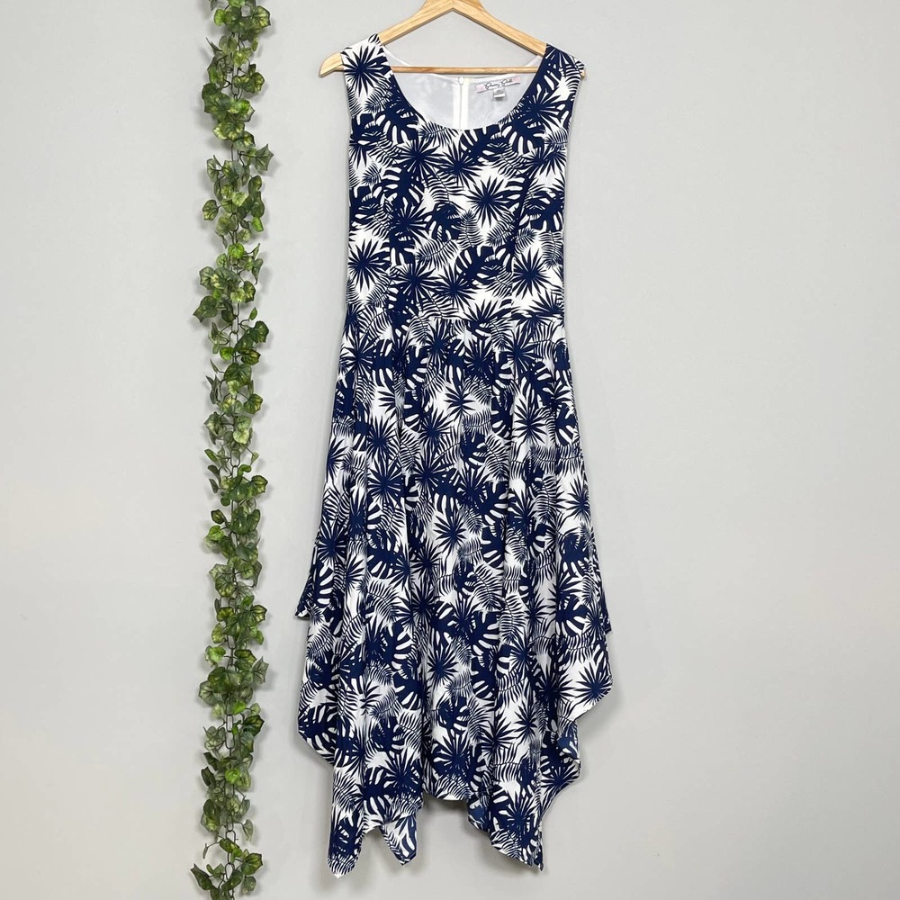 PRETTY PINK | DRESS SIZE 2X WHITE BLUE  FLORAL